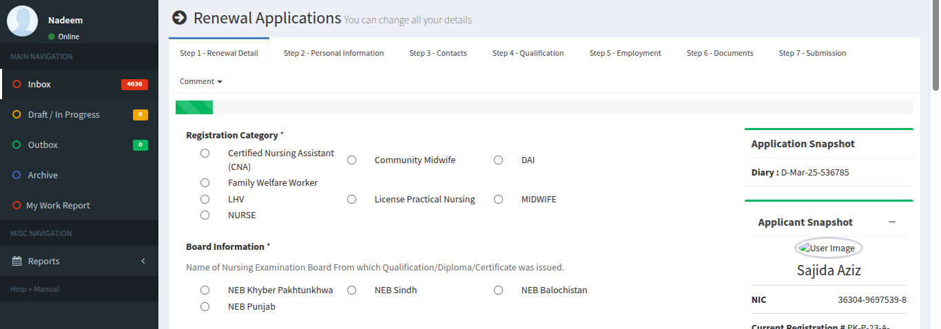 Renewal Applications List